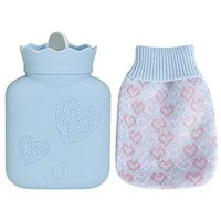 TOPINCN Mini Hot Water Bottle Bag Warm Hand Feet Warmer Water Injection Bag Sealing Mouth for Home Office Travel(Blue)