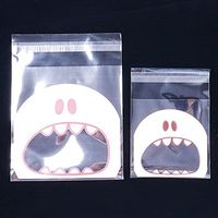 VEIREN 200 Pieces Self Adhesive Cello Bags Resealable Cellophane Bags Big Mouth Monster Patterns Candy Plastic Bag for Party Wedding Birthday, Small&Large, Pink