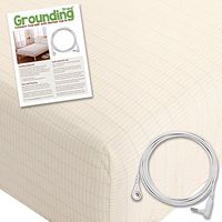 Grounding Brand Fitted California King Size Sheet with Earth Connection Cable, 400TC Conductive Mat with Pure Silver Thread for Better Sleep and Healthy Earth Energy, Natural Tan
