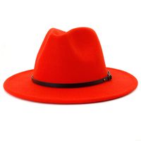 Lisianthus Women Belt Buckle Fedora Hat (Orange)
