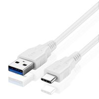 TNP USB Type C to Type A Cable, USB-C to USB-A Cable Adapter Connector Plug Wire Cord, Super Speed USB 3.0 Male to Male Sync & Charge Cable - White (3FT)