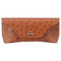 Leather Glasses Case, Genuine Ostrich Leather, Leather Lined, Tan