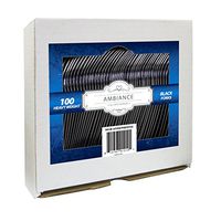 Crystalware, Heavy Weight Black Plastic Forks - Durable, Disposable, Box of 100