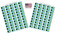 Made in USA! 100 Country Flag 1.5" x 1" Self Adhesive World Flag Stickers, Two Sheets of 50, 100 Sticker Flags Total (Bahamas)