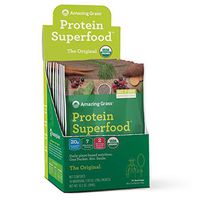 Amazing Grass Protein Superfood: Organic Vegan Protein Powder, Plant Based Meal Replacement Shake with 2 servings of Fruits and Veggies, Unflavored, 10 Single Serve Packets