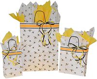 Gift Bags with Match Tissue Paper and Raffia Ribbon - 3 Total Assorted Sizes (BEE)