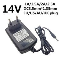 Fincos 14V Power Adapter DC 3.5mmx1.35mm Universal EU US EU UK Plug 1A 1.5A 2A 2.5A 14V Power Supply Switching Converter Transformer - (Plug Type: EU Plug, Output Current: 14V 1A)