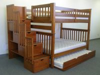 Bedz King Full Over Full Stairway Bunk Bed with Twin Trundle, Espresso