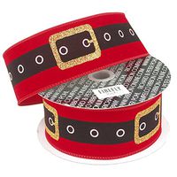 Santa Belt Christmas Velvet Ribbon Wired Edge, Red (2-1/2-Inch x 20-Yard)