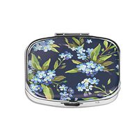 Pill Box with High Gloss Design - Compartment Pill Case, Pill Box for Pocket or Purse (Beautiful Wild Orchids) (Rectangular)