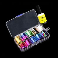 Nail Art,Putars Women Fashion Sexy 15 Colors Nail Art Transfer Foil Sticker for Nail Tip Decoration & Star Glue Set