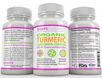 Shape Organics TURMERIC CURCUMIN 180CT 2100mg 95% Pure Extract w BioPerine, DR Recommended Anti inflammatory Stress Relief of Joint Pain Inflammation Diet Immune System Liver Detox Booster Veg Capsule