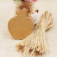 OBELLA BOUTIQUE Mutli color apple shape cute blank paper wedding gift tags 100pcs+100 hemp rope string per lot custom cost extra