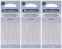 3-PACK - Beadalon Collapsible Eye Needles 2.5-Inch Fine 4 per Pack (in Rigid Pak TM mailer)