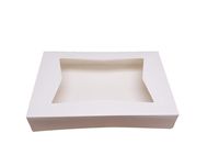 Beautiful White Paperboard Pastry, Bakery Box Keep Donuts, Muffins, Cookies Safe - Unique Auto-Pop Up Feature and Clear Window for Visibility 12" Length x 8" Width x 2 1/2" (Pack of 15)
