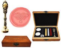MNYR Fancy Filigree Heart Decorative Luxury Wood Box Bronze Metal Peacock Wedding Invitations Gift Cards Paper Stationary Envelope Seals Custom Wax Seal Sealing Stamp Stick Melting Spoon Wood Gift Kit