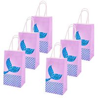 Ancefine 12 Pieces Mermaid Gift Bags Paper Glitter Party Favor Bags Treat Bags for Mermaid Ocean Themed Party Supplies (Sky Blue)