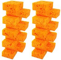 Okleen Orange Multi Use Scrub Sponge. Made in Europe. 18 Pack, 4.3x2.8x1.4 inches. Odorless Heavy Duty and Non Scratch Fiber. Durable and Delicate Scrubber for Oven and Stove, Bathroom and Basement