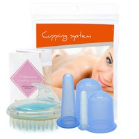 TIMKDLE 5 PCS/Set of Silicone Cupping Therapy Set with Massage Brush for Body Detoxification, Joint and Muscle Soreness Relief, Cellulite Treatment, Pain Relief (Blue)