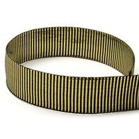 7/8" Black & Gold Horizontal Tinsel Grosgrain Ribbon - 20 Yards (Multiple Yardages Available)