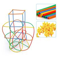 sddfor 100 pcs Safe Straws and Connectors Set, Building Construction Toys, Straws Builders Straw Connectors