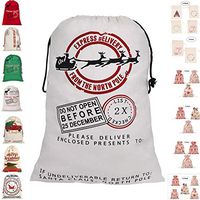 ForrestShop Christmas Bags, Burlap/Canvas Gift Bags, Santa Sacks, Drawstring Gift Bags for Kids | Multiple Sizes & Patterns | Goodie, Favors, Treats, Presents