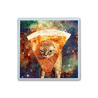 Contact Lens Box Holder Container Case Storage Eyecare Kit - Pizza Cat Face In Space