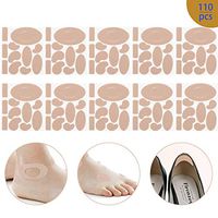 Moleskin Tape Flannel Adhesive Pads Anti-wear Heel Pads Heel Stickers Blister Dressing Prevention Pads for Feet Fabric Padding 110Pieces 11 Shapes 10Sets