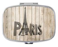 Rectangle Pill Case - Old Wooden Board and Tower Custom Fashion Style Pill Box - 2 Compartments Pill Box/Pill case