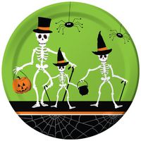 Creative Converting 421164 8 Count Paper Dinner Plates, Dancing Skeletons, Green/Black