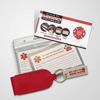 OFTO ICE Kit (4) Wallet-Sized in Case of Emergency Contact Cards, 2"My Pet is Home Alone Key Fobs, a Waterproof Pouch & Self-Sealing Laminated Pouch- Use as Personal, Family, Pet Care Cards USA Made