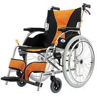 HAMIMI Orange Wheelchair Travel Chair Thick Aluminum Alloy Elderly Disabled Unicycle Wheelchair Comfortable Light Transport Folding Portable Mobility Wheelchai