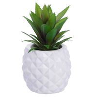 Lvydec Potted Artificial Succulent Decoration, Fake Pineapple Plant for Home Office Tabletop Decoration (White)