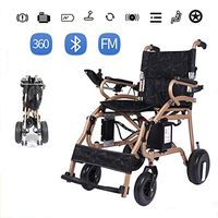 YOLANDEK Folding Electric Wheelchair Lightweight Intelligent Blue-Tooth Radio - Ultra Portable Foldable Power Motorized Scooter Chair Powerful Motor - Weighs only 39 lbs