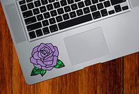 Yadda-Yadda Design Co. Rose Blossom D2 Stained Glass Style - Vinyl Decal for Trackpad | Tablet | Laptop YYDC (2.75" w x 3" h) (Variations Available) (Small, Lavender)