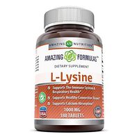 Amazing Nutrition Amazing Formulas L-Lysine - 1000mg Amino Acid Vitamin Tablets - Commonly Used for Cold Sores, Shingles, Immune Support, Respiratory Health & More - 180 Vegetarian Tablets Per Bottle