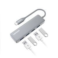 Lenovo USB C Hub, Aluminum Type C Adapter with 4 USB 3.0 Ports, Portable for USB C Devices