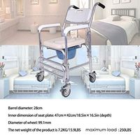 Sodoop Folding Commode, Medical Commode Bath Chair Wheelchair for Toilet with Wheels & Pedal,Portable Multifunctional Aluminum Bidet Shower Chair for Elder Disabled People Pregnant Women