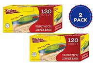 Sandwich Zipper Bags With EZ Open Grip Tabs 120 Count 2 Pack Total Of 240 Resealable Bags