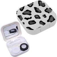 Portable Contact Lens Case Box Travel Kit Mirror + Bottle + Tweezers Container Holder [ Cute Black ]