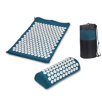 lvh Yoga Mat Bag Spike Acupressure Mat Pillow Set Relieve Stress Tension Pain Acupuncture Cushion Mat w/Carry Bag (Blue)