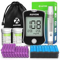 AUVON DS-W Blood Sugar Kit (No Coding Required), High-Tech Diabetes Blood Glucose Meter with 100 Test Strips, 25 30G Lancets, Lancing Device
