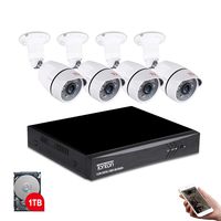 Tonton 8CH Full HD 1080P Expandable Security Camera System, 5-in-1 Surveillance DVR with 1TB Hard Drive and (4) 2.0MP Waterproof Outdoor Indoor Bullet Camera, Free APP Remote Viewing and Email Alert
