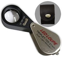 HAWK 10 X Power, 21mm Triplet Glass Lens Jeweler's Loupe With White And UV Light, Swivel Case - MG2021-UVLED