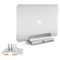 Vertical Laptop Stand, LOCA Aluminium Desktop Stand for Apple MacBook, notebooks (Adjustable-Silver)