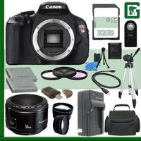 Canon EOS Rebel T3i Digital SLR Camera and Canon 50mm f/1.8 Lens + 32GB Green's Camera Package 1
