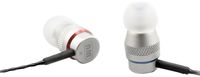 NarMoo W1M Dual-Driver Headphones with Mic, Silver/White