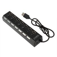 Eachbid 7 Ports USB HUB Powered USB Hub Multi-Port USB Hub with Individual Power On/Off Switch High Speed Power Adapter Cable for PC USB 2.0