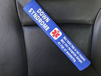 Down Syndrome Medical Alert Seat Belt Cover Royal Blue