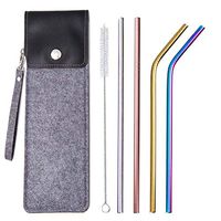 Vlocemon Reusable Metal Straws with Silicone Tips,Case and Brush, 10.5 Inch Stainless Steel Straw for 30oz.Tumbler